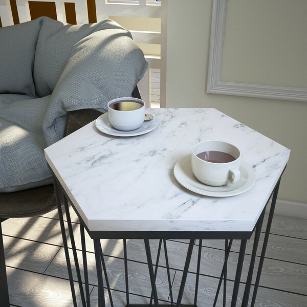 Hanah Home Side Table White Black Cetrus - Marmo