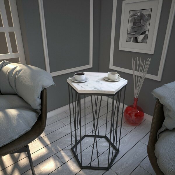 Hanah Home Side Table White Black Cetrus - Marmo