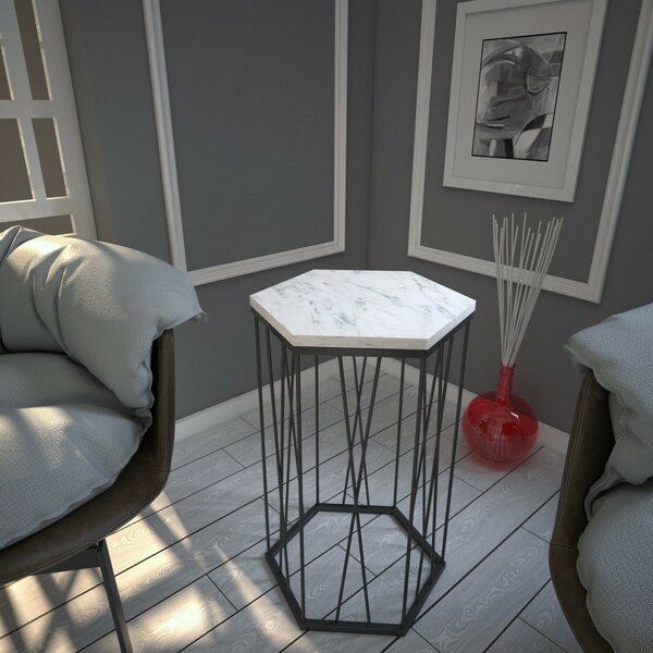 Hanah Home Side Table White Black Cetrus - Marmo
