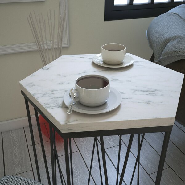 Hanah Home Side Table White Black Cetrus - Marmo