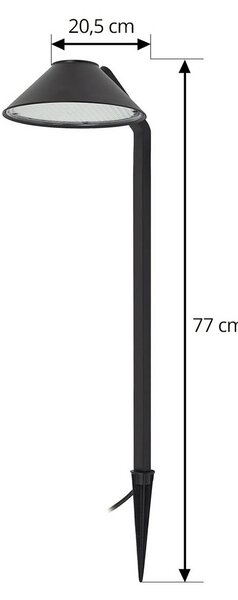 Lindby LED földi tüskés lámpa Capelo, fekete, fém, 77 cm, Fekete, Alumínium, Modern