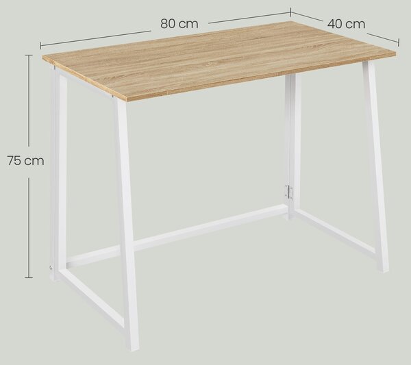 Összecsukható íróasztal ZARIMO 80×40 cm, fehér/sonoma tölgy