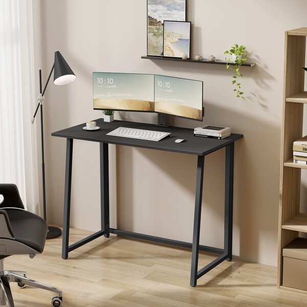 Dolgozószobai szett – összecsukható íróasztal ZARIMO 80×40 cm fekete + irodai szék AVOLA VELVET szürke