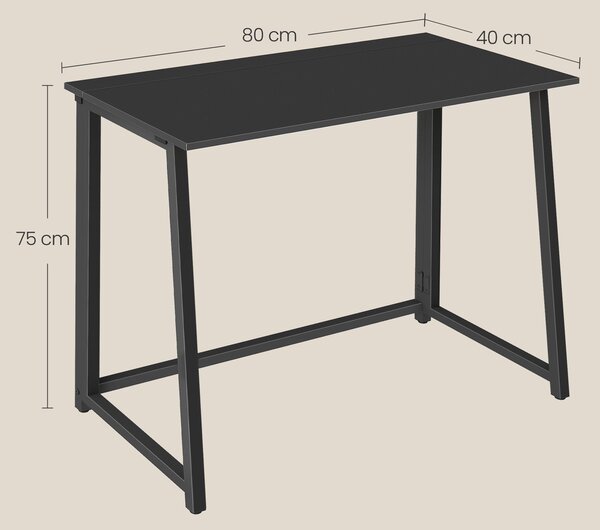 Dolgozószobai szett – összecsukható íróasztal ZARIMO 80×40 cm fekete + irodai szék AVOLA VELVET szürke