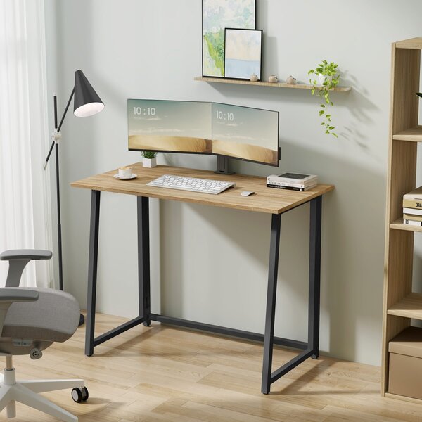 Dolgozószobai szett – összecsukható íróasztal ZARIMO 80×40 cm sonoma tölgy + irodai szék AVOLA VELVET világosbarna