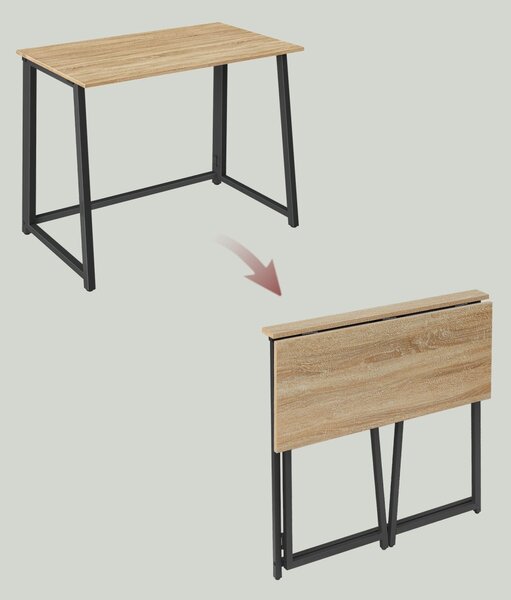 Dolgozószobai szett – összecsukható íróasztal ZARIMO 80×40 cm sonoma tölgy + irodai szék AVOLA VELVET világosbarna