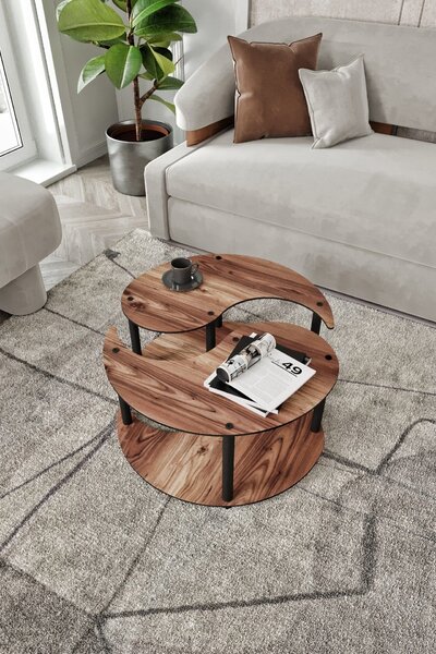Hanah Home Dohányzóasztal Szett Walnut Yin Yang 2 - Diófa