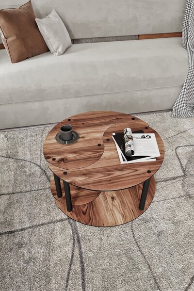 Hanah Home Dohányzóasztal Szett Walnut Yin Yang 2 - Diófa