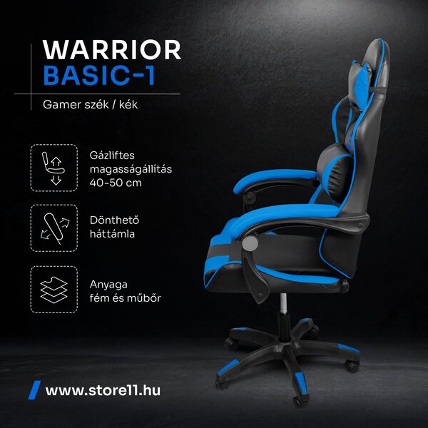 Warrior gamer szék, forgószék kék (GAMER-BASIC-1-BLUE)