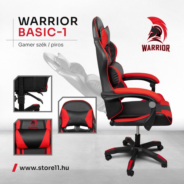 Warrior gamer szék, forgószék piros (GAMER-BASIC-1-RED)