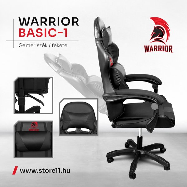 Warrior gamer szék, forgószék fekete (GAMER-BASIC-1-BLACK)