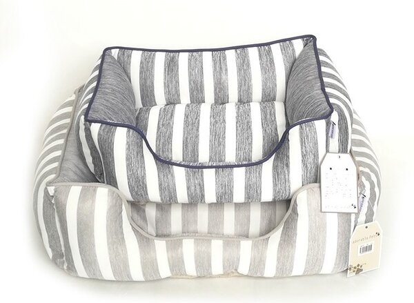 Kutyafekhely, kutyaágy, macska fekhely, macskaágy világos szürke színben S méret (PET-BED-STRIPED-GREY-S)