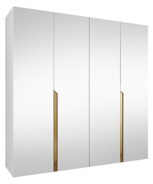 Gardróbszekrény Hartford 591, Laminált forgácslap, 202x200x52cm, Aranysárga, Fehér