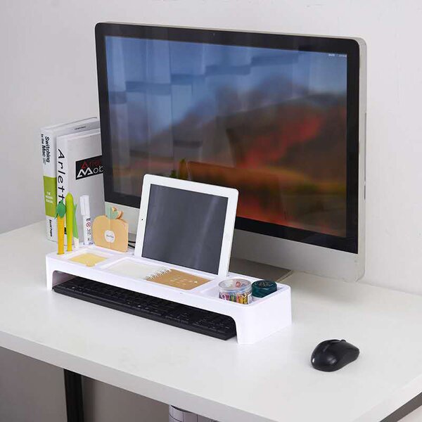 Asztali rendező állvány, monitortartó, monitor állvány, tároló fehér (KY-1013-white)