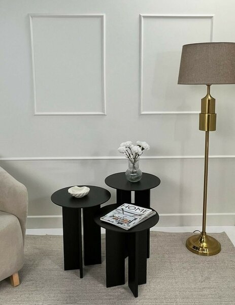 Hanah Home Dohányzóasztal szett Black Leo (55 + 50 + 45) - Fekete