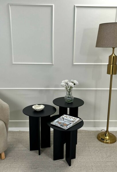 Hanah Home Dohányzóasztal szett Black Leo (55 + 50 + 45) - Fekete