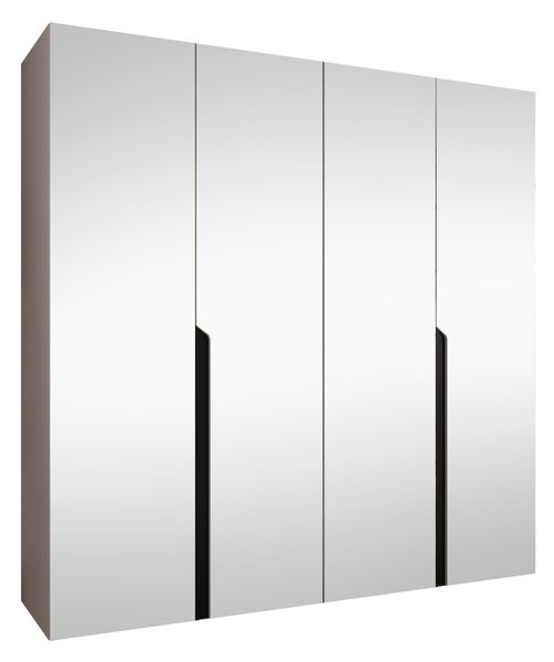 Gardróbszekrény Hartford 591, Laminált forgácslap, 202x200x52cm, Kasmír, Fekete