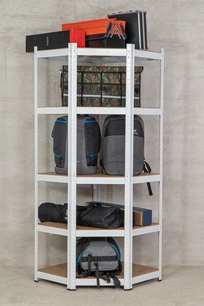 Sarok salgó polc, 5 szintes 180x70x30-30cm, fehér