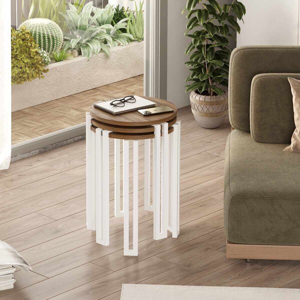 Hanah Home Fészekasztal (3 darabos) Palma dió, fehér
