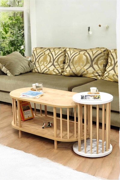 Hanah Home Dohányzóasztal szett Sapphire Oak White Peka111-125