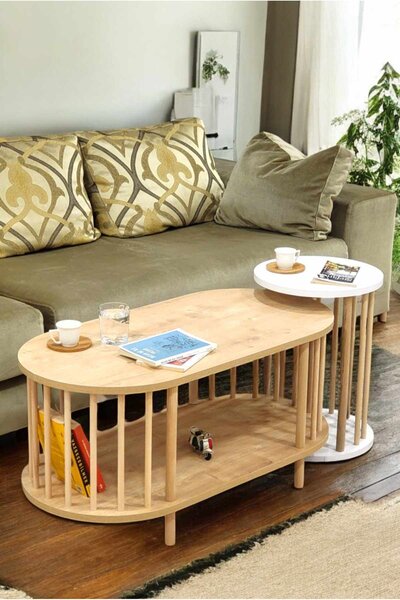 Hanah Home Dohányzóasztal szett Sapphire Oak White Peka111-125