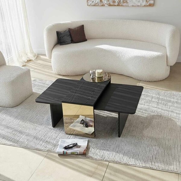 Hanah Home egymásba csúsztatható asztal (2 darab), fekete bronz Luna - fekete