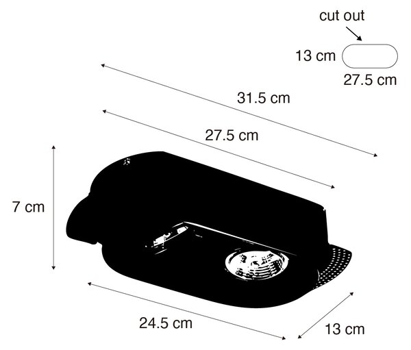Kerek beépíthető spotlámpa fekete GU10 70 mm 2-fényes - Hubs