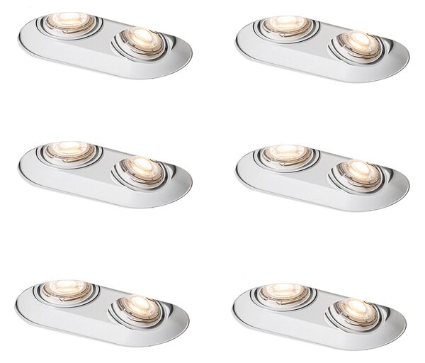 6 darabos, lekerekített, süllyesztett spotlámpa készlet fehér GU10 50mm 2-lámpás - Hubs