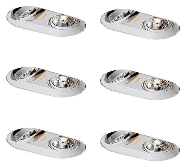 6 darabos, lekerekített, süllyesztett spotlámpa szett, fehér, GU10 70mm 2-fényű - Hubs