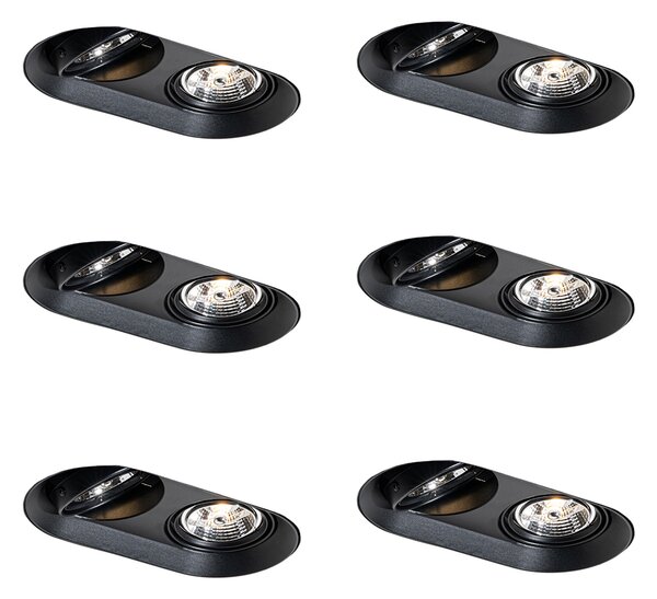 6 darabos, lekerekített, süllyesztett spotlámpa szett fekete GU10 70mm 2-fényű - Hubs