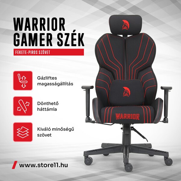 Warrior gamer szövet szék fekete-piros (MC196-3-1)