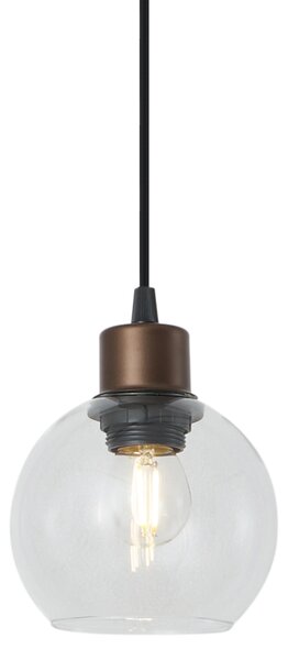 Modern bronz függőlámpa átlátszó üveggel 1 fázisú sínrendszerhez - Iconic Lava
