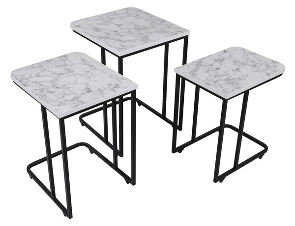 Hanah Home Beilleszthető dohányzóasztal (3 darabos) Fehér Fekete Ce Fém Zigon - 9404