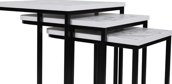 Hanah Home Beilleszthető dohányzóasztal (3 darabos) Fehér Fekete Ce Fém Zigon - 9404