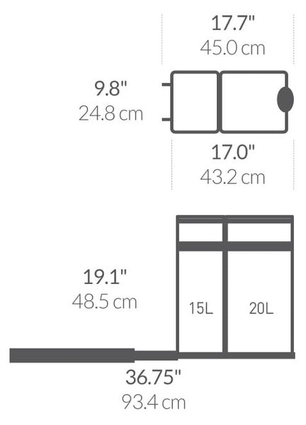 Műanyag szemetes 35 l Dual - simplehuman