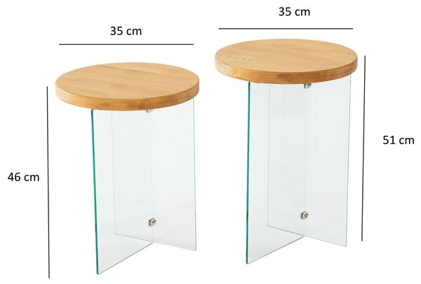 Hanah Home Serenity 2 Dohányzóasztal szett - Tölgy, Átlátszó