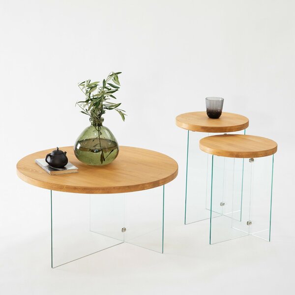 Hanah Home Serenity 2 Dohányzóasztal szett - Tölgy, Átlátszó