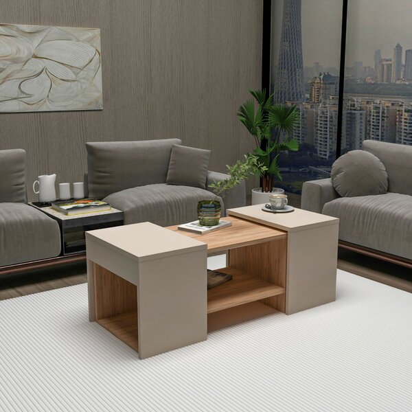 Hanah Home Coffee Table Set Atlantic Pine Beige Sartos - Atlantic Pine, Beige