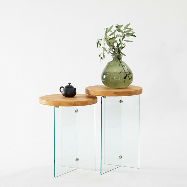 Hanah Home Serenity 2 Dohányzóasztal szett - Tölgy, Átlátszó