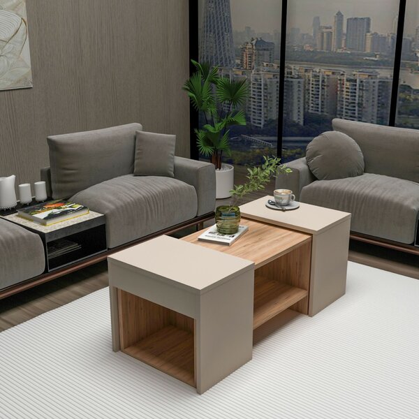 Hanah Home Coffee Table Set Atlantic Pine Beige Sartos - Atlantic Pine, Beige