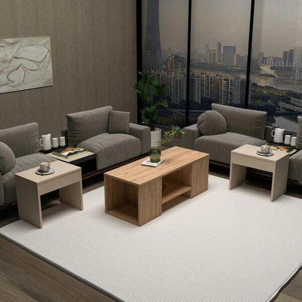 Hanah Home Coffee Table Set Atlantic Pine Beige Sartos - Atlantic Pine, Beige