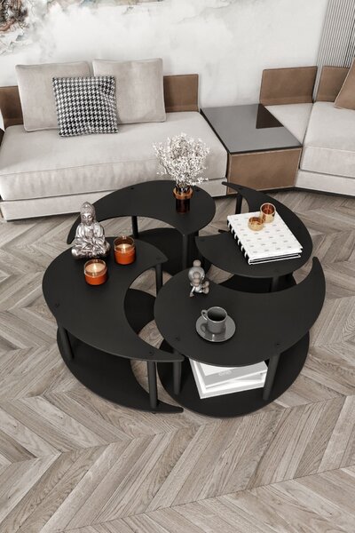 Hanah Home Dohányzóasztal Szett Fekete Yi Yang4L 70 - Fekete