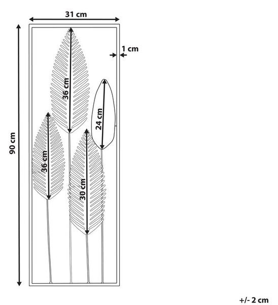 Fali Dekoráció Levél NIOBIUM Fém 90 cm Ezüst