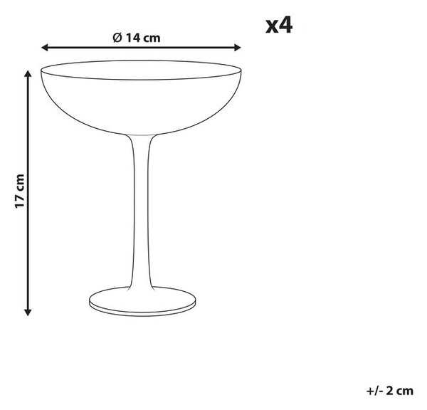 Négydarabos martinis pohárszett DIOPSIDE 250 ml Rózsaszín