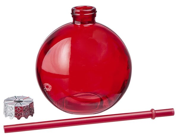 SANTA'S BUBBLE üveg pohár szívószállal, piros