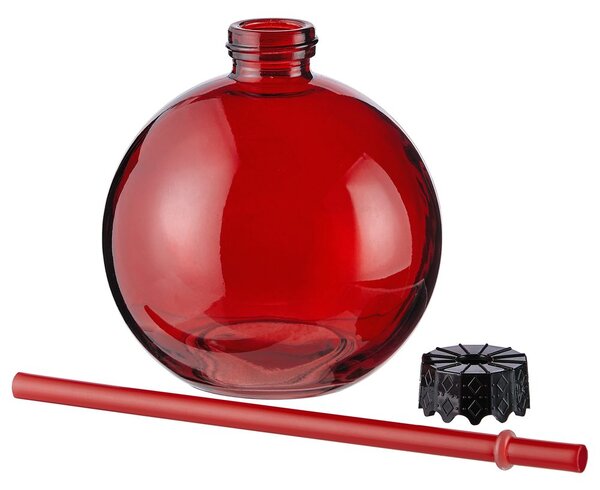 SANTA'S BUBBLE üveg pohár szívószállal, piros