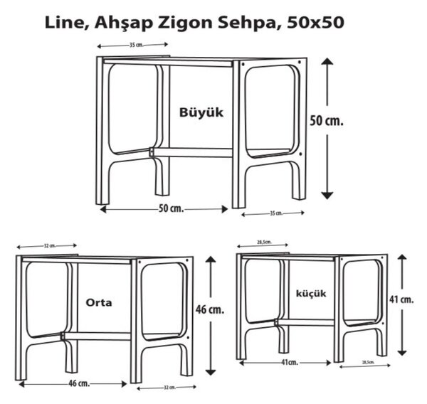 Hanah Home egymásba tolható asztal (3 darab) dió színű CPT4792-50