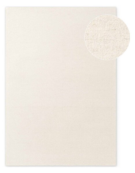 Krémszínű kézi szövésű gyapjú szőnyeg 140x200 cm Puristic Knots – Elle Decoration