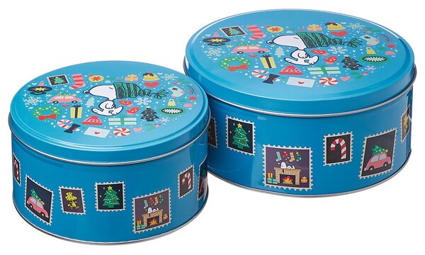 PEANUTS fém tárolódoboz, Snoopy karácsonya Ø 13,5 cm