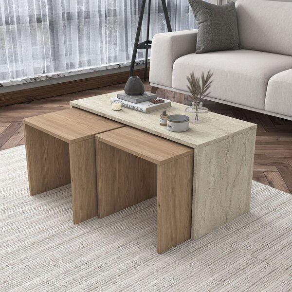 Hanah Home Travertin Dohányzóasztal Szett AB114 - 4729